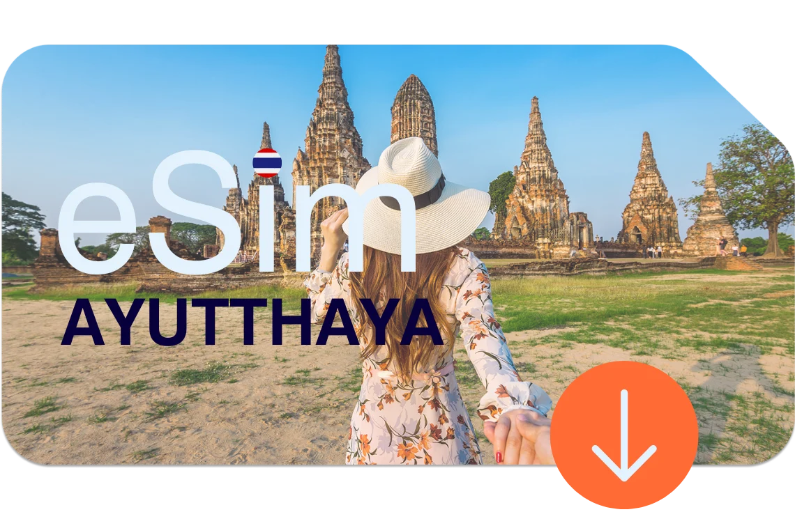 Historischer Tempel in Ayutthaya – mit eSIM Thailand entspannt surfen ohne Roaming und SIM-Kartenwechsel.